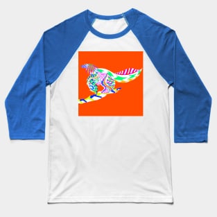 orange winged velociraptor the bird dinosaur ecopop Baseball T-Shirt